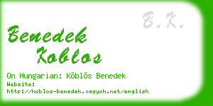 benedek koblos business card